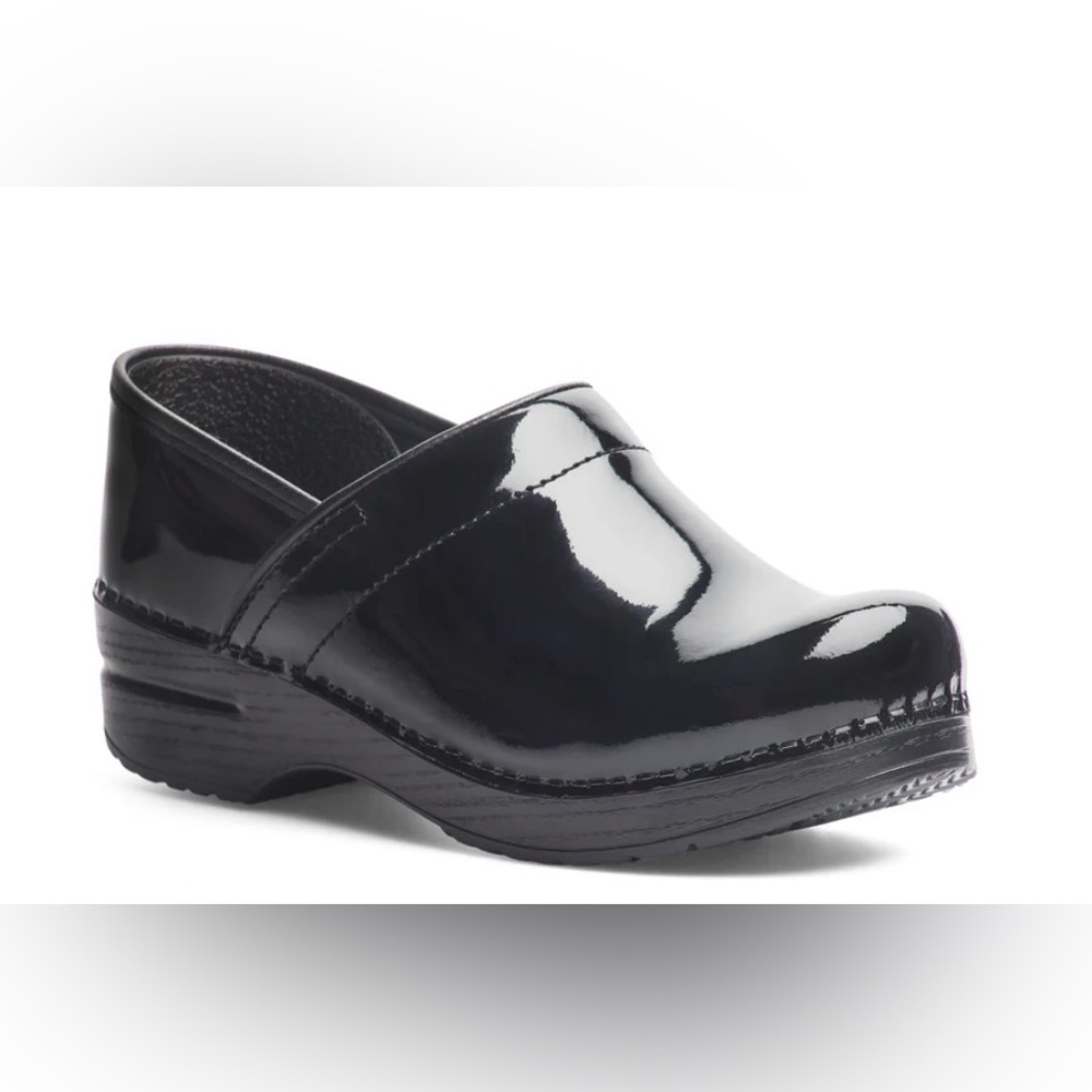 Dansko patten leather clogs